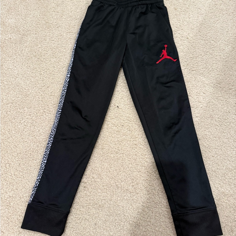 Jordan Kids Black Sweatpants with Red Logo